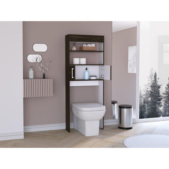 Gabinete de Baño Oporto, Nogal Europeo y Blanco Duqueza, Ahorrador de Espacio