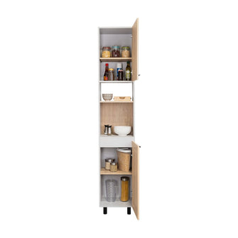Alacena Kazán, Beige y Gris, con Dos Puertas y Entrepaños