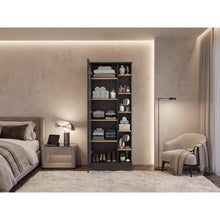 Closet Lara Con Espejo, Nogal Europeo y Fresno Europeo, Con Siete Entrepaños y Gran Capacidad De Almacenamiento