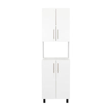 Alacena Liben, Blanco, con puertas abatibles y manijas en acero ZF