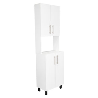 Alacena Liben, Blanco, con puertas abatibles y manijas en acero ZF
