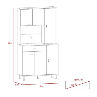 Alacena Bagan, Blanco, con Un Cajón y Seis Puertas Batientes ZF