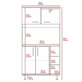 Alacena Everton, Wengue, con Cuatro Puertas y Patas de Acero  ZF