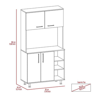 Alacena Everton, Wengue, con Cuatro Puertas y Patas de Acero