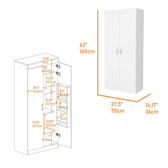 Alacena Multiusos Varese, Blanco, Posee Un Estante Adicional En La Puerta y Cuatro Entrepaños  ZF