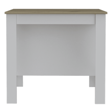 Barra Auxiliar de Cocina Draco, Blanco y Café Claro, con Dos Entrepaños y Amplia Superficie En La Mesa