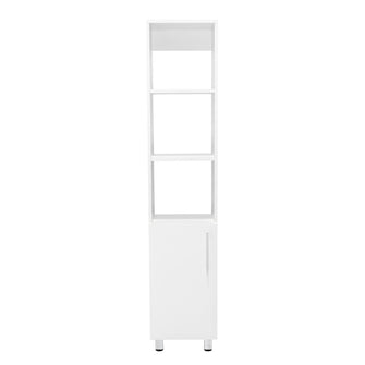 Mueble  Auxiliar para Baño Manchester, Blanco Duqueza, con multiples entrepaños, patas y manijas metalicas