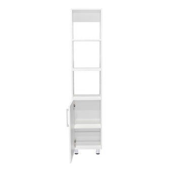 Mueble  Auxiliar para Baño Manchester, Blanco Duqueza, con multiples entrepaños, patas y manijas metalicas