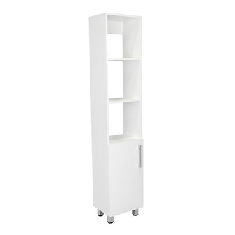 Mueble  Auxiliar para Baño Manchester, Blanco Duqueza, con multiples entrepaños, patas y manijas metalicas