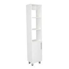 Mueble  Auxiliar para Baño Manchester, Blanco Duqueza, con multiples entrepaños, patas y manijas metalicas