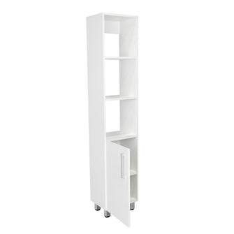 Mueble  Auxiliar para Baño Manchester, Blanco Duqueza, con multiples entrepaños, patas y manijas metalicas