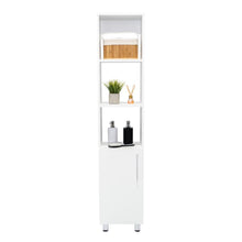 Mueble  Auxiliar para Baño Manchester, Blanco Duqueza, con multiples entrepaños, patas y manijas metalicas
