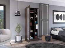 Closet Lara con Espejo, Chocolate, con Siete Entrepaños y Gran Capacidad de Almacenamiento