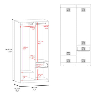 Closet Ader, Plata Oscuro y Fresno Europeo, de dos puertas ZF