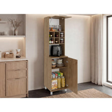 Alacena Atica, Kronos Fresno, con espacio para guardar botellas de vino ZF