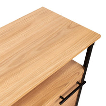 Mueble Auxiliar Recibidor Korina, Fresno Europeo, con Patas En Acero Negras
