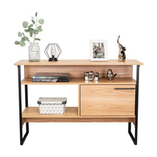 Mueble Auxiliar Recibidor Korina, Fresno Europeo, con Patas En Acero Negras
