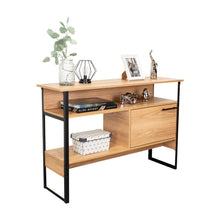 Mueble Auxiliar Recibidor Korina, Fresno Europeo, con Patas En Acero Negras