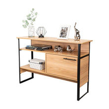 Mueble Auxiliar Recibidor Korina, Fresno Europeo, con Patas En Acero Negras