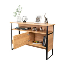 Mueble Auxiliar Recibidor Korina, Fresno Europeo, con Patas En Acero Negras