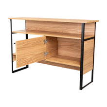 Mueble Auxiliar Recibidor Korina, Fresno Europeo, con Patas En Acero Negras