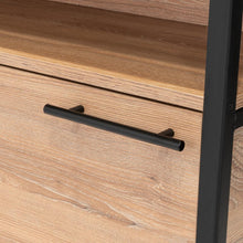 Mueble Auxiliar Recibidor Korina, Miel, con Patas En Acero Negras