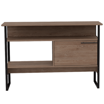 Mueble Auxiliar Recibidor Korina, Miel, con Patas En Acero Negras