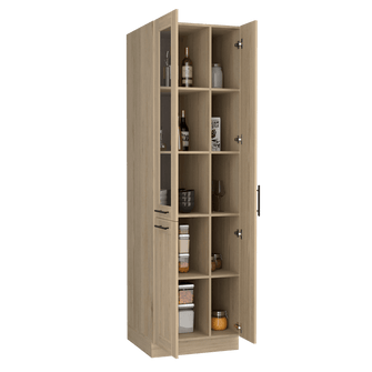 Mueble Multiusos Elica, Beige, con Entrepaños y Tres Puertas