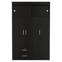 Closet Guadalupe, Wengue, con Un Tubo Cromado y Variedad de Entrepaños