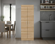 Mueble Multiusos Barlovento, Fresno y Blanco, Cuenta con Cinco Entrepaños y Dos Puertas Batientes