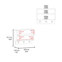 Mueble Auxiliar Recibidor Aranez, Blanco Duqueza y Fresno Europeo, incluye 3 ganchos y es de faci instalación ZF