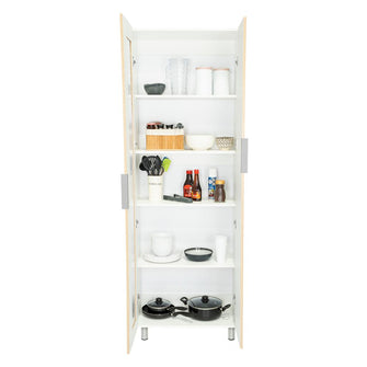Alacena Diamante, Blanco y Beige, Amplios Espacios Para Guardar Alimentos y Electrodomésticos
