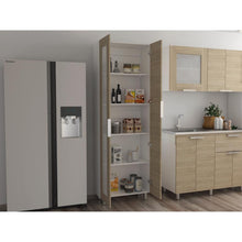 Alacena Diamante, Blanco y Beige, Amplios Espacios Para Guardar Alimentos y Electrodomésticos