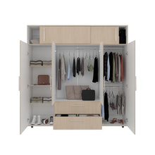 Closet Babel, Cartagena y Blanco, con Cuatro Puertas Abatibles y Cuatro Cajones Multiusos