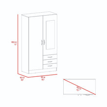 Closet Samka, Wengue, con dos puertas abatibles y tres cajones