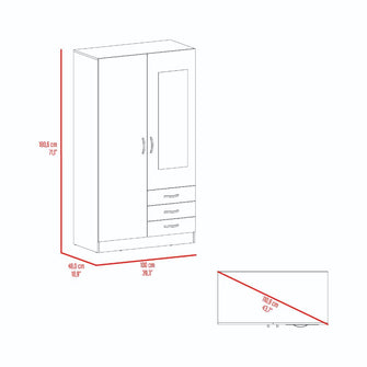 Closet Samka, Wengue, con dos puertas abatibles y tres cajones