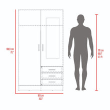 Closet Samka, Wengue, con dos puertas abatibles y tres cajones