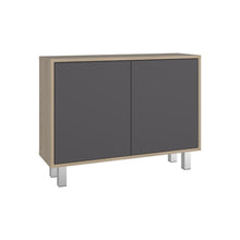 Mesa Auxiliar Almaby, Beige y Plata Oscuro, con dos puertas y amplio espacio de almacenamiento