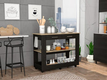 Barra de Cocina Cala, Wengue y Café Claro, con Amplia Superficie En La Mesa ZF