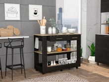 Barra de Cocina Cala, Wengue y Café Claro, con Amplia Superficie En La Mesa ZF