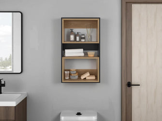 Gabinete de Baño Sensei Eco, Wengue y Fresno Europeo, con superficies para ubicar objetos