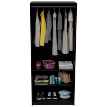 Closet Wesley, Wengue y Miel, con Un Tubo Cromado y Dos Puertas Batientes