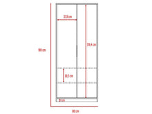 Closet Wesley, Wengue y Miel, con Un Tubo Cromado y Dos Puertas Batientes