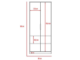 Closet Wesley, Wengue y Miel, con Un Tubo Cromado y Dos Puertas Batientes