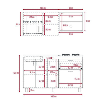 Cocina Integral Adiff, Castaño y Blanco, Incluye Mesón Izquierdo Hc