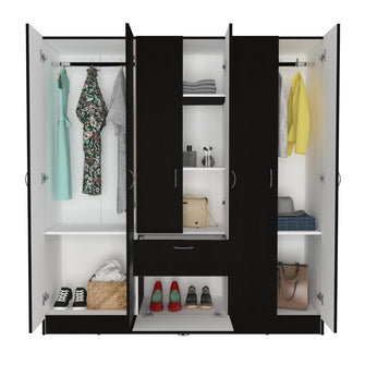 Closet Adira, Wengue y Blanco, con Siete Puertas Abatibles y Un Cajon