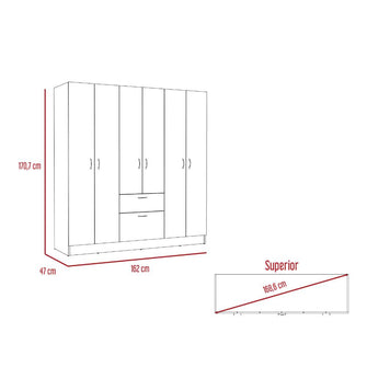 Closet Adira, Wengue y Blanco, con Siete Puertas Abatibles y Un Cajon