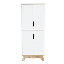 Alacena Birsa, Blanco y Café Claro, con Patas de Madera y Varios Entrepaños  ZF