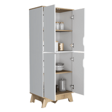 Alacena Birsa, Blanco y Café Claro, con Patas de Madera y Varios Entrepaños  ZF