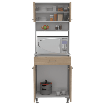Mueble Multiusos Huzy, Beige y Blanco, con Amplia Capacidad de Almacenamiento